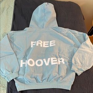 Yeezy Kanye West Light Blue Hoodie with 'Free Hoover' Print